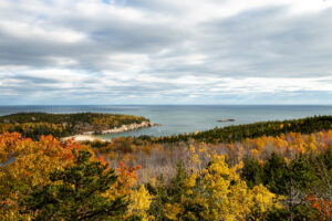 Fall Foliage in Acadia National Park Overlooking the Atlantic